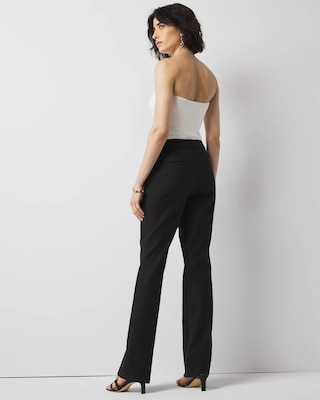 ★KIRSH★ Fair Isle Point Bootcut Pants Dark Navy Slight Bootcut Silk Cotton Seersucker Pants